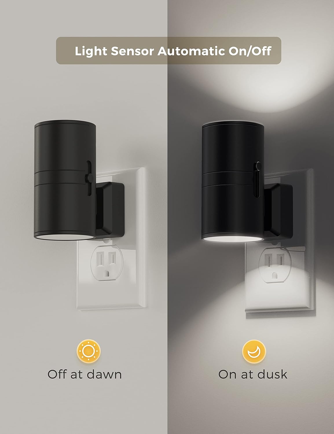 LED Bright Night Light, Modern Night Lights Plug into Wall, 5000K Daylight White, 0-100LM Dimmable Night Lights with Light Sensor, Decorative Night Lights for Hallway Bathroom Kitchen, 2 Packp